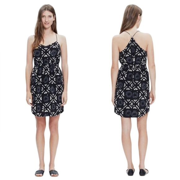 Madewell Starview 100% Silk Batik Grid Mini Dress Sz 4 - Picture 13 of 16